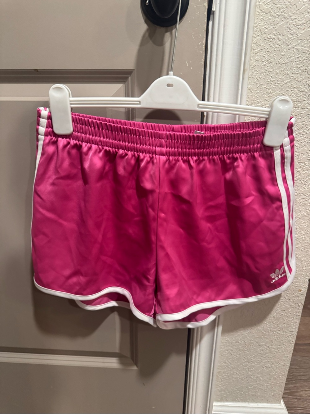 adidas Hot Pink Athletic Shorts with White Trim